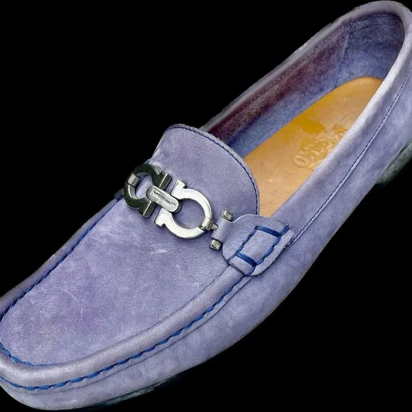 Auc Salvatore Ferragamo Suede  Drivers Loafers in Lilac