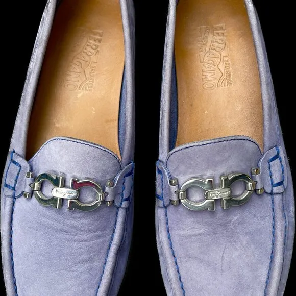 Auc Salvatore Ferragamo Suede  Drivers Loafers in Lilac