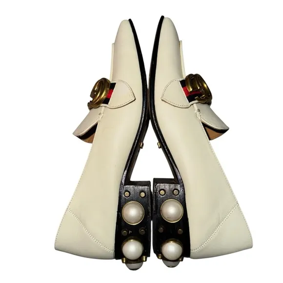 Authentic Gucci Pearl Heel Loafers – Size 37 (US 7)