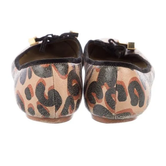 Authentic Louis Vuitton Leopard Ballet Flats Slip On Shoes Size IT 37.5/US 7-7.5
