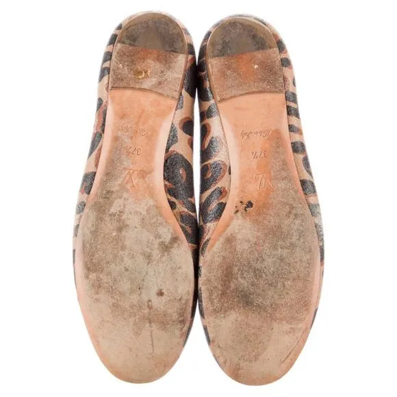 Authentic Louis Vuitton Leopard Ballet Flats Slip On Shoes Size IT 37.5/US 7-7.5