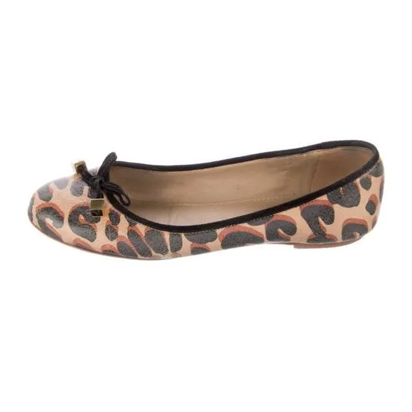 Authentic Louis Vuitton Leopard Ballet Flats Slip On Shoes Size IT 37.5/US 7-7.5