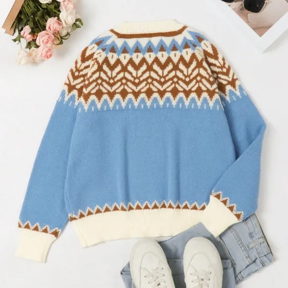 Autumn And Winter Casual Fashion Thick Fair Isle Christmas Sweater Pullover