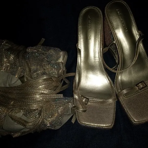 AZALEA WANG &quot;READILY STRAPPED&quot; 2IN1 STRAPPY SANDAL / GOLD RHINESTONE(BRAND NEW !
