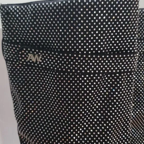 Azalea Wang. Black w/Silver/Clear Rhinestones; Pull On; Wedge Heel. Size 7