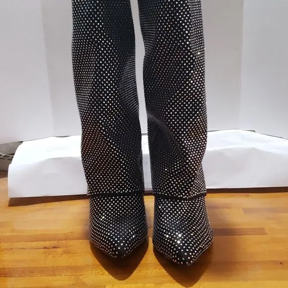 Azalea Wang. Black w/Silver/Clear Rhinestones; Pull On; Wedge Heel. Size 7