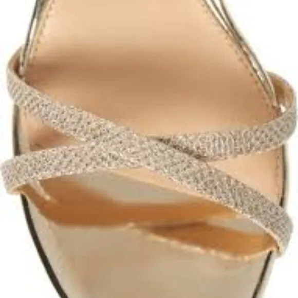 BADGLEY MISCHA JEWEL Galen Platform Glittery Sandals in Gold Size 7