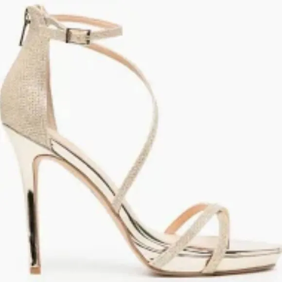 BADGLEY MISCHA JEWEL Galen Platform Glittery Sandals in Gold Size 7