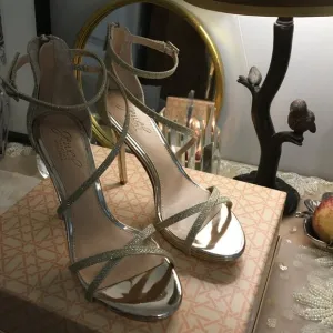 BADGLEY MISCHA JEWEL Galen Platform Glittery Sandals in Gold Size 7