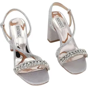 Badgley Mischka Champagne Textile Heeled Sandal, Women's Size 8