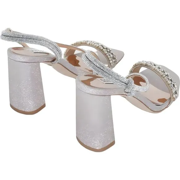 Badgley Mischka Champagne Textile Heeled Sandal, Women's Size 8