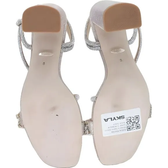 Badgley Mischka Champagne Textile Heeled Sandal, Women's Size 8