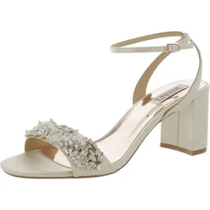 Badgley Mischka Womens Clara Ivory Satin Embellished Heels Sandals New