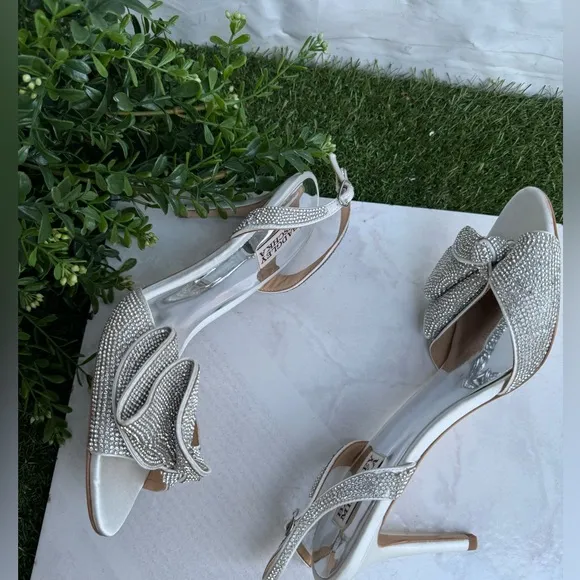Badgley Mischka Women's Rennie Heeled Sandal Elegant Silver High Heel Sandal 9.5