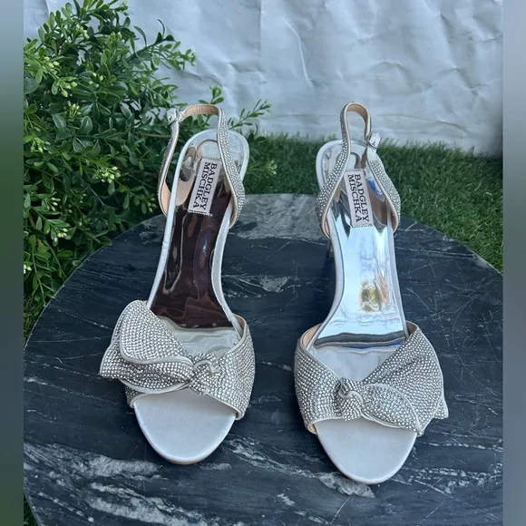 Badgley Mischka Women's Rennie Heeled Sandal Elegant Silver High Heel Sandal 9.5