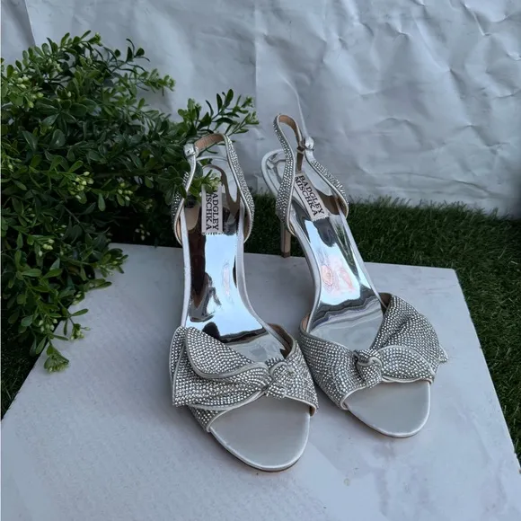 Badgley Mischka Women's Rennie Heeled Sandal Elegant Silver High Heel Sandal 9.5
