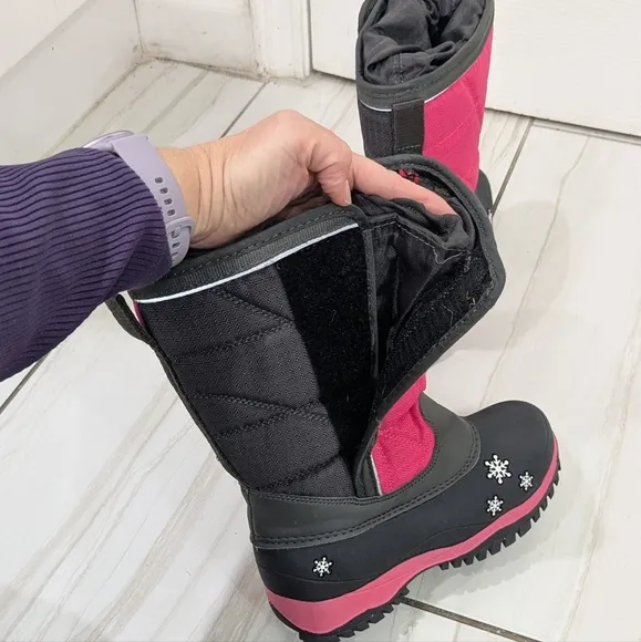 Baffin Polar Proven Cheree Youth Snow Boots Pink Black Waterproof Insulated 1Y