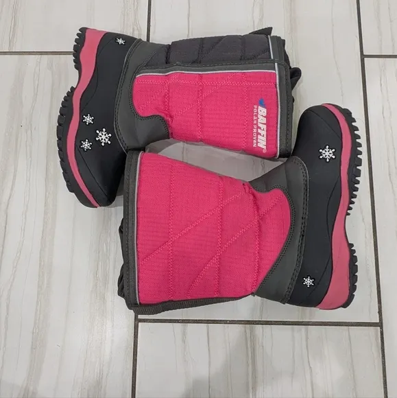 Baffin Polar Proven Cheree Youth Snow Boots Pink Black Waterproof Insulated 1Y