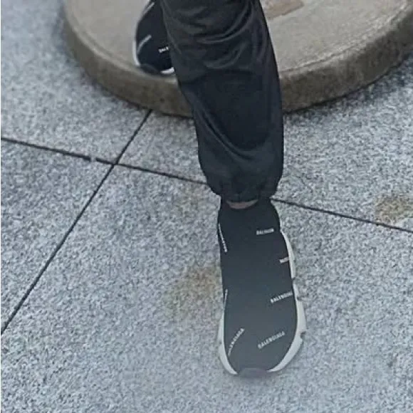 Balenciaga Black Knit Sneakers with White Sole