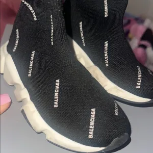 Balenciaga Black Knit Sneakers with White Sole
