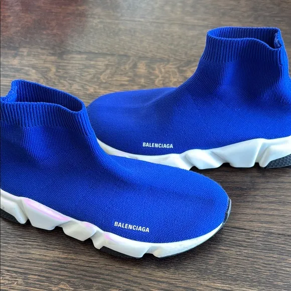 Balenciaga Blue and White Sock Sneakers