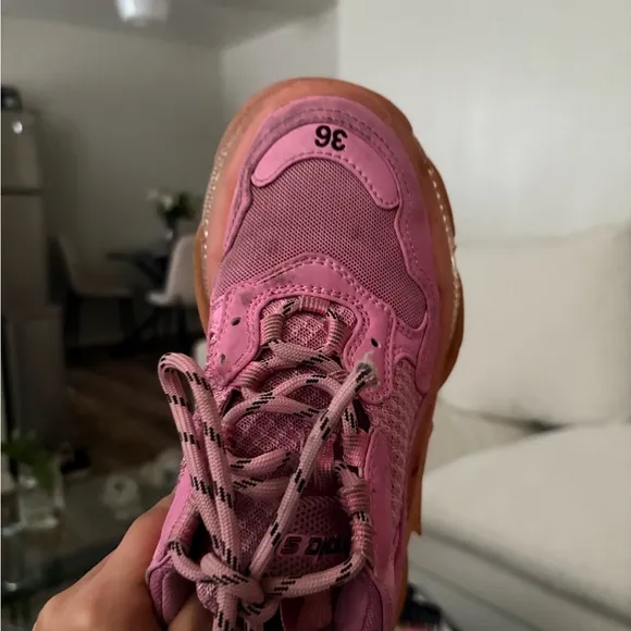 Balenciaga Pink Sneakers Chunky Sole Streetwear