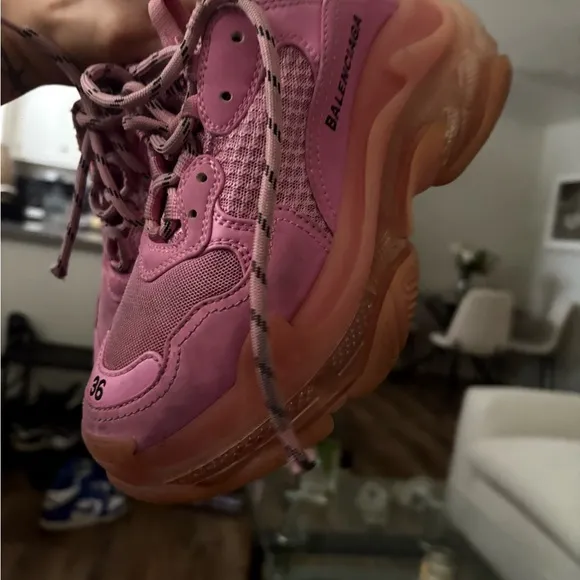 Balenciaga Pink Sneakers Chunky Sole Streetwear