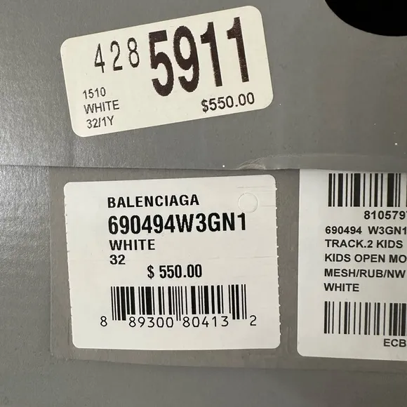 Balenciaga White Sneakers with Chunky Soles and Modern Design Track 2 Kids