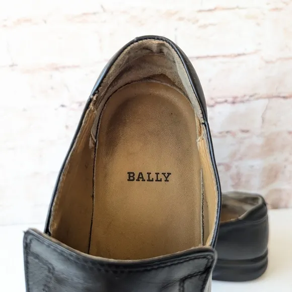 Bally Black Leather Loafers with Square Toe