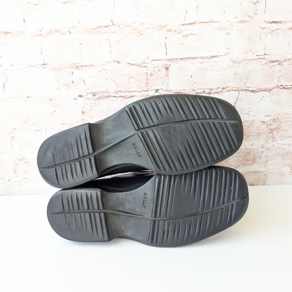 Bally Black Leather Loafers with Square Toe