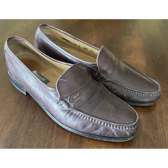 Bally Made in Switzerland Leather Dress Loafers Shoes Brown Slip On Men’s Sz 9 D