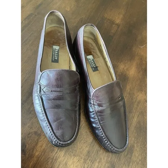 Bally Made in Switzerland Leather Dress Loafers Shoes Brown Slip On Men’s Sz 9 D