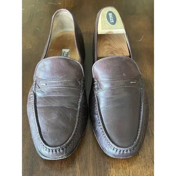 Bally Made in Switzerland Leather Dress Loafers Shoes Brown Slip On Men’s Sz 9 D
