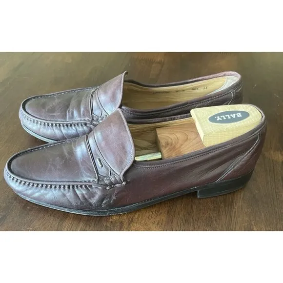 Bally Made in Switzerland Leather Dress Loafers Shoes Brown Slip On Men’s Sz 9 D