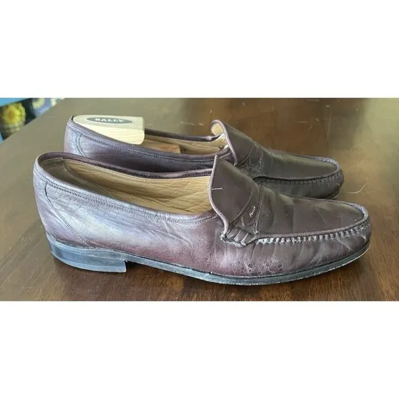 Bally Made in Switzerland Leather Dress Loafers Shoes Brown Slip On Men’s Sz 9 D