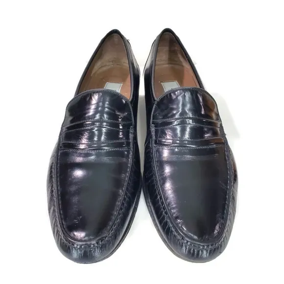 Bally Men's Patent Leather Slip on Loafers Black Size 8.5 M Made in Italy