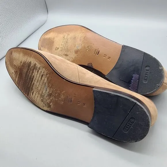 Bally mens Slip-On Loafers beige Nubuck Leather Size 13 Switzerland Portofini