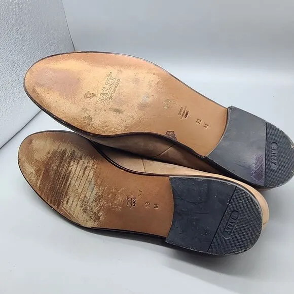 Bally mens Slip-On Loafers beige Nubuck Leather Size 13 Switzerland Portofini