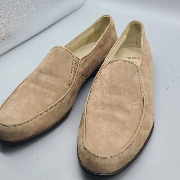 Bally mens Slip-On Loafers beige Nubuck Leather Size 13 Switzerland Portofini