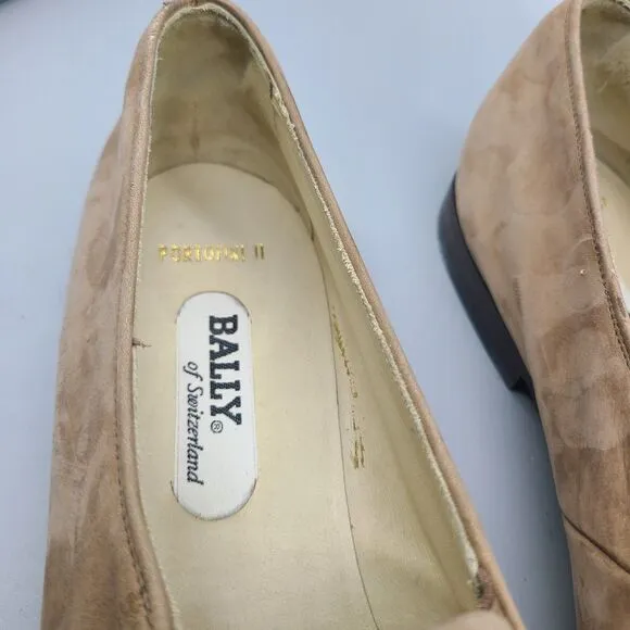 Bally mens Slip-On Loafers beige Nubuck Leather Size 13 Switzerland Portofini