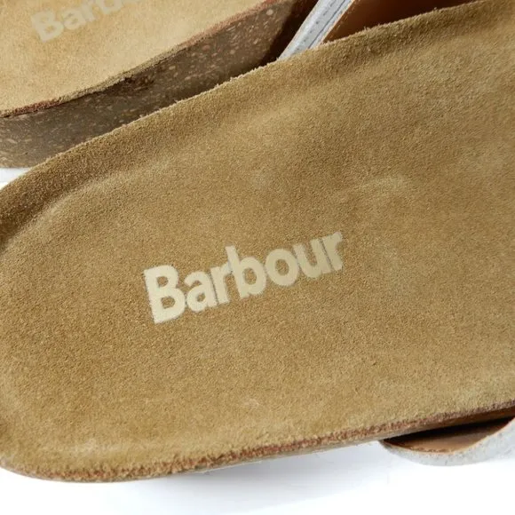 BARBOUR Allegra Buckle Two Strap Slide SANDALS Size 6 37 White Leather NEW $110