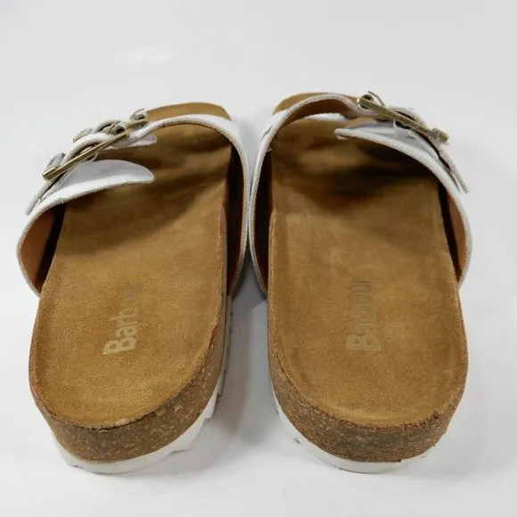 BARBOUR Allegra Buckle Two Strap Slide SANDALS Size 6 37 White Leather NEW $110