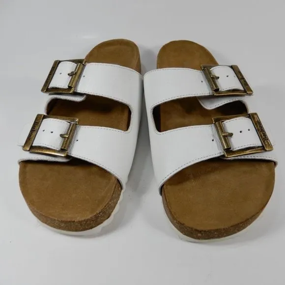 BARBOUR Allegra Buckle Two Strap Slide SANDALS Size 6 37 White Leather NEW $110
