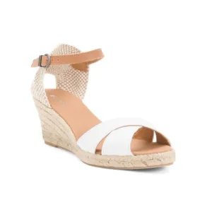 BARBOUR White Made In Spain Suede Falmouth Wedge Sandals