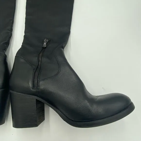 Barneys New York Black Soft Leather Pull On Over The Knee Boots Size 40