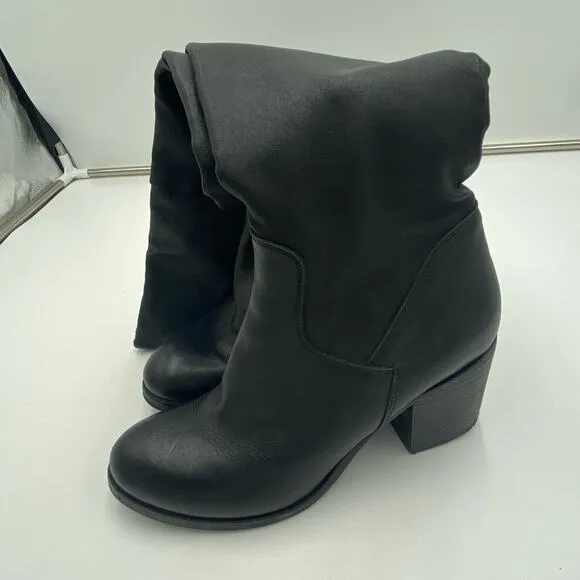 Barneys New York Black Soft Leather Pull On Over The Knee Boots Size 40