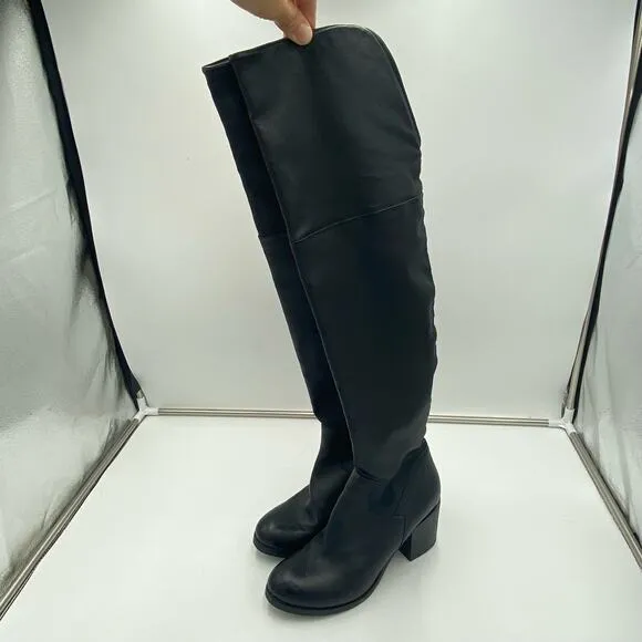 Barneys New York Black Soft Leather Pull On Over The Knee Boots Size 40