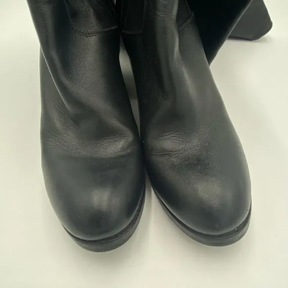Barneys New York Black Soft Leather Pull On Over The Knee Boots Size 40