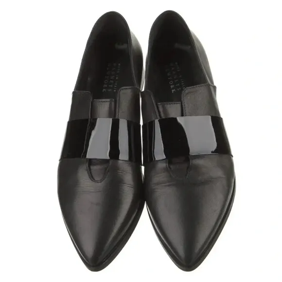 Barneys New York Women’s Black Leather Strap Loafers Flats Size 7 Made in Italy