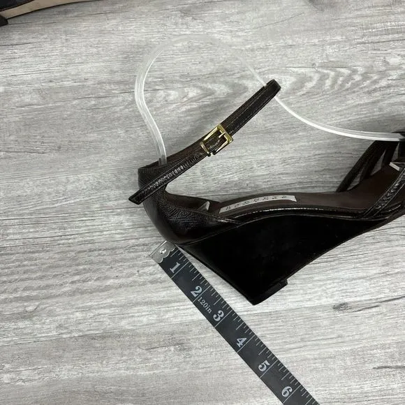 BARNEYS NEW YORK Brown Leather Ankle Strap Sandals Sz 8 Eur 39 Made In Italy